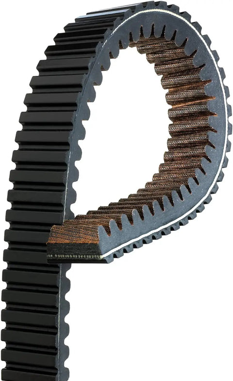 Close-up of G-Force Snowmobile Belt 44G4553 Replacement Drive Belt One Pack showing aramid cords and reinforced fibers for durability.