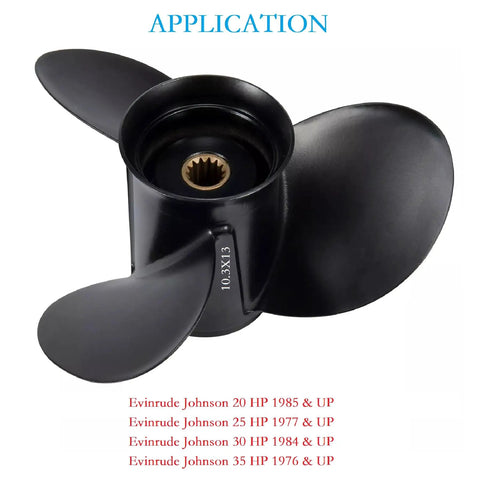 Aluminum Outboard Propeller, 3 Blade, 10.3 Inch Diameter, 13 Inch Pitch, Right Hand Rotation, 14 Spline, Nut Kit Included, Fits OMC Johnson Evinrude 20 25 30 35 HP Boats, Beast Marine Engine Part