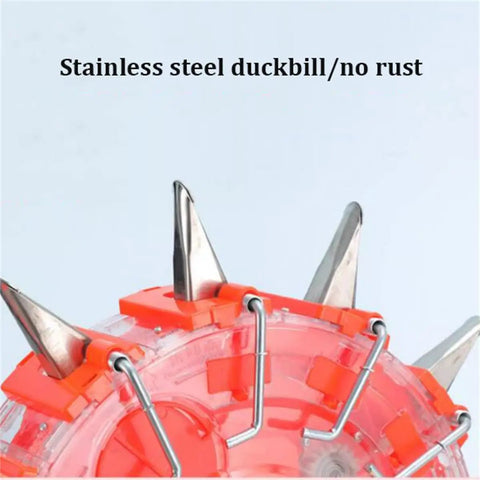 Stainless steel duckbill on Handheld Corn Seeder And Soybean Planter, Pro Grade Garden Seed Spreader, eight-port design.
