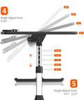 Adjustable Laptop Desk Tray For Bed And Couch Portable Folding Table With 5 Height Levels And 4 Tilt Angles Side View