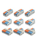 Top Notch 9-Piece Mini Push In Wire Connector Kit For Lightning Fast Tool Free Splicing Of Solid And Stranded Copper Wires In Homes With Durable Flame Resistant Housing And High Current Capacity Design, 9-pack connectors