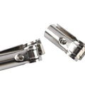 Two stainless steel T-pipe clamps for rails shelves fences and kennels provide rust resistant support for pet housing solutions