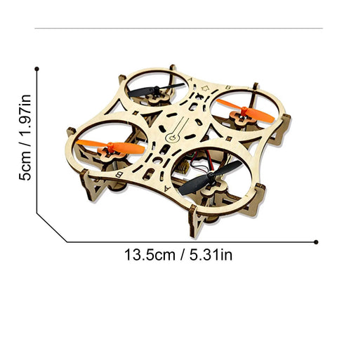 Beginner Friendly Wooden Drone Kit With Beech Wood Frame And Protective Cage One Key Takeoff Quad dimensions view