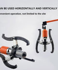 Heavy Duty Hydraulic Gear Puller 30 Ton 66000 Lb Capacity With 2 Or 3 Jaw Bearing Separator shown in horizontal use