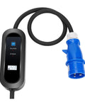 Portable Level 2 EV Charger With 10A 16A 20A 24A 32A Options CEE Plug IP67 Waterproof Fire Resistant Safety Protections Timer Wallbox Style
