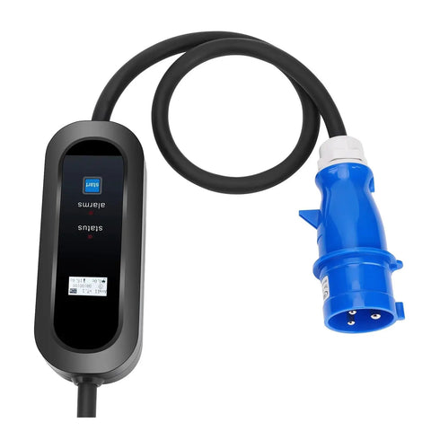 Portable Level 2 EV Charger With 10A 16A 20A 24A 32A Options CEE Plug IP67 Waterproof Fire Resistant Safety Protections Timer Wallbox Style