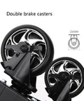 Double brake casters on Rolling Tool Box With Seven Lockable Drawers, Heavy Duty Steel Tool Chest Cabinet, Side Storage Cart For Garage Or Workshop