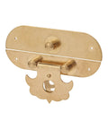 Old School Jewelry Box Lock With Exquisite Brass Texture Latch, Antique Style Cabinet Lock For Boxes Engraved Brass Surface Decor, close-up view