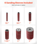 Heavy Hitter Benchtop Oscillating Spindle Sander With 2400 RPM Drive And Six Quick Change Sleeves for various sanding sizes.