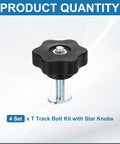 Pro Grade T Track Knob Kit With Four Star Knobs And Four Quarter Inch Twenty Threaded Bolts For Woodworking Jigs And Fixtures Drop In Sliding Bolts Accessories Silver