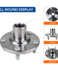 Two Pack Front Wheel Hub Bearing Assembly Kit For Your Ride Compatible With Lexus ES330 ES350 RX330 RX350 RX400h Avalon Camry Solara Highlander Toyota Models 2004 Through 2013 For Reliable Wheel Hub Replacement showing top, front, and bottom views in detail.