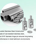 Badass Stainless Steel Framed Shower Door Hinge Pins With Washers, 5/16 inch diameter for moisture-resistant performance.