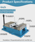 Rock Solid 8 Inch Milling Vise With 7.9 Inch Jaw Width Built Tough For Cnc Benches and Drill Press Vise showing specifications.