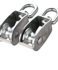6 Pack M15 Single Pulley Block Set For Hanging Wire Towing And Lifting Rope Cable Roller Swivel Wheel Built Like A Tank With Durable Stainless Steel Construction And 360 Degree Rotation For Heavy Duty Rigging, stainless steel pulley close-up