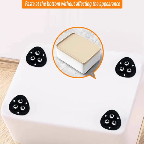 Self Adhesive Caster Wheels For Kitchen Appliances 360 Degree Swivel Rollers With Rock Solid Peel And Stick Backing For Heavy Duty Trash Can Sliders And Furniture Roll Smooth No Hassle Install Black Eight Pack mounted on a white kitchen appliance.