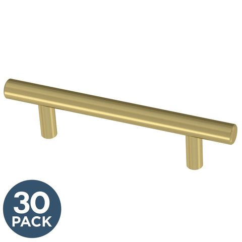 Satin Gold Cabinet Handles Set 30 Pack With Three Inch Center Holes Modern Pulls For Drawers Kitchen Cabinets And Dressers