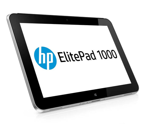 Ten Point One Inch Refurbished Business Tablet Equipped With Intel Atom Z3795 Chipset Providing Four Gigabytes Ram And One Two Eight Gb Storage To Run Windows 8 Pro On This Heavy Hitter Enterprise Touchscreen Device with HP ElitePad 1000 logo.
