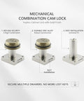 Keyless Mechanical Cam Lock For Drawers And Cabinets With A 3 Digit Combination Dial Gold Zinc Alloy Security