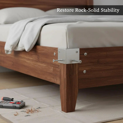 Heavy Duty Stainless Steel L Brackets 100 Pack 11.8 Inch Corner Supports For Fixing Wobbly Furniture And Bed Frames securing a bed frame.
