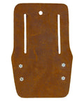 Oil-Tanned Hammer Holder, top-grain leather back view with belt slots, for drywall tools and fasteners like hammers and screws