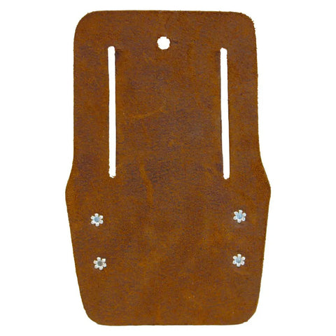 Oil-Tanned Hammer Holder, top-grain leather back view with belt slots, for drywall tools and fasteners like hammers and screws