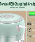 Handy 3.5 Inch Electric Herb Grinder With Brush And Scoop Cordless Usb Rechargeable Food Chopper For Spices Garlic BPA Free Stainless Steel Blades with USB connection for charging.