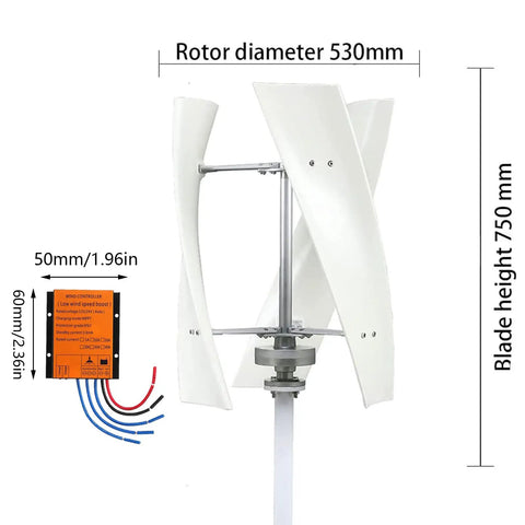 13000W Wind Turbine Kit With MPPT Controller For 12V 24V Systems Three Blade Portable Horizontal Turbine low noise off grid