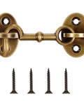 Heavy Duty Brass Hook And Eye Latch For Outdoor Gates And Barn Doors Built Like A Tank With An Antique Bronze Coating, 2.75 inches.