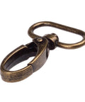 Dead Nuts Sturdy Curved Zinc Alloy Swivel Trigger Clasps For One Inch Webbing Bag Hardware showcasing antique brass finish.
