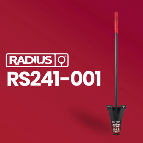 Heavy Duty All Steel Long Handle Garden Shovel For Digging And Landscaping Built To Last With Rugged Blade And Comfortable Grip Durable Spade In Black Finish, shown with logo and product code RS241-001.