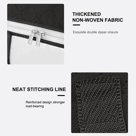 Close-up of 3 Pack Heavy Duty Waterproof Storage Bags With Zipper For Grab And Go Moving And Travel, showing zipper and fabric stitching.