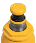 Close-up of adjustable top screw on Heavy Duty 2-Ton Hydraulic Bottle Jack With 4,000 Lb Lift Capacity, Includes Handle, Yellow.