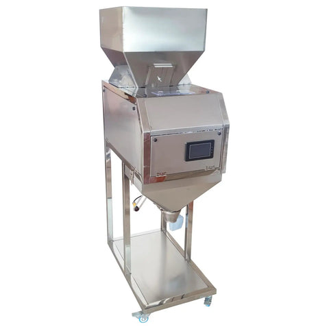 Automatic Stainless Steel Powder Filling Machine Fits Coffee Beans Tea Seeds Nuts And Rice with digital control panel on countertop