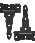 2 Pack Heavy Duty Black Iron T Shaped Barn Door Hinges With Matte Finish For Outdoor Gates And Doors Providing Stability