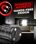 Portable LED Camping Lantern With Battery Power, Magnetic Base And Foldable Hook For Emergency Prep, Campsites, Power Outages Or Hurricanes, Includes Batteries In Black For Weekend Warriors, showing magnetic base feature.