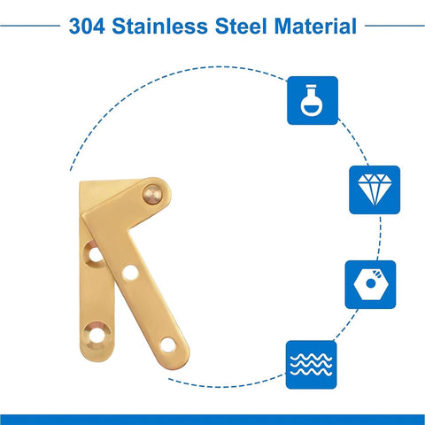 Rotatable 360 Degree Door Hinges for Doors Cabinets and Windows Heavy Duty Stainless Steel Hidden Pivot Hinges 4 Pack Smooth Quiet Operation Easy Install Increway gold stainless steel hinge on white background