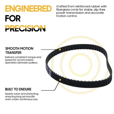 162XL Timing Belt With 81 Teeth, 0.37 Inch Width And 0.20 Inch Pitch displayed with emphasis on precision and durability features