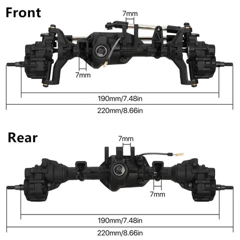 Beefed Up Portal Axle Upgrade Kit With Nylon Front And Rear Axles And Differential Lock For 1 By 10 RC Crawler TRX4
