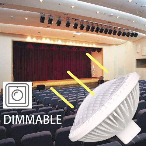 LED PAR64 Bulb Replaces 500W Halogen With 40W Output, 15 Degree Beam, Dimmable Warm White 2700K To 3000K, 120V GX16D Retrofit Lighting in theater