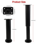 Hella Sturdy 4 Piece Heavy Duty Adjustable Furniture Legs For Wobbly Sofas And Beds 7 To 12 Inch showing size dimensions of steel risers.