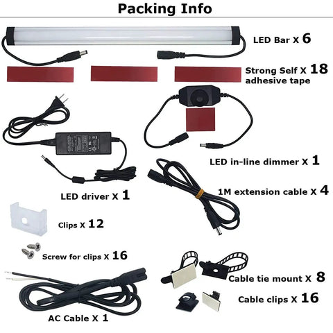 Under Cabinet LED Lighting Kit With 6 12 Inch Light Strips, 2000 Lumen Ultra Bright Warm White, installation accessories included