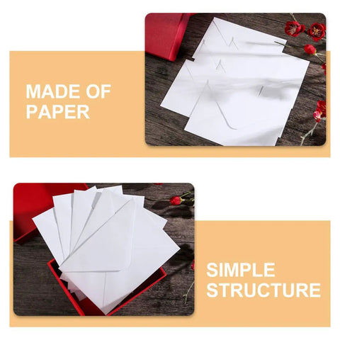 Bulk White B6 Card Envelopes 50 Pack Self Sealing 15.7 X 10.6 Cm on wooden table with floral decor