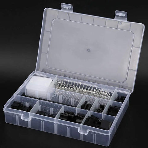 Massive 1450 Pcs Connector Kit For PCB Pros Includes Versatile Male Female Terminals Crimpers And Housings Perfect For Electronics Prototyping DIY Projects Industrial Upgrades And Heavy Duty Circuit Work, plastic organizer case open