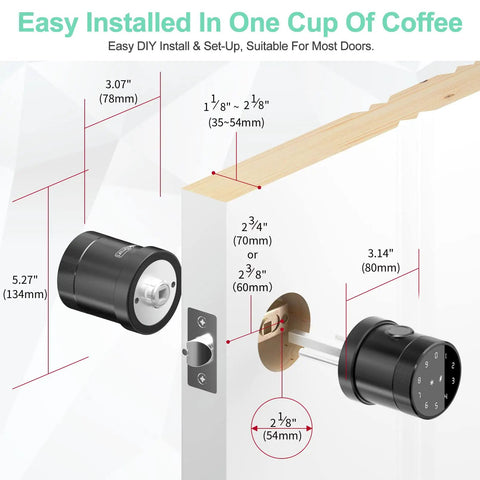 Illustration of Smart Fingerprint Door Lock With Keypad And Card RFID Access for no fuss keyless entry and easy installation.