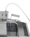 Close-up of the 55 Gallon Commercial Fryer Filter Machine 110V with pump and filter system for oil filtration.
