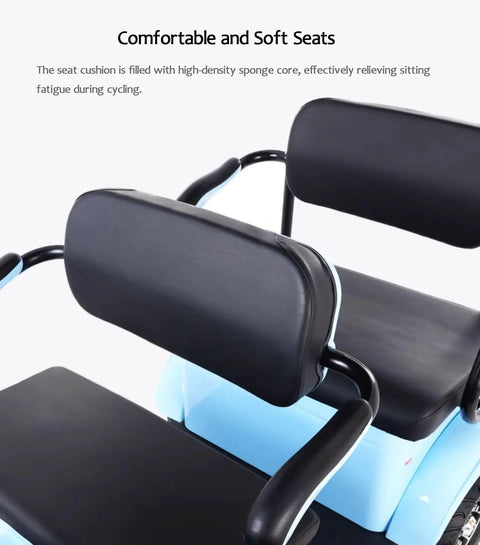 Comfortable and soft seats of Four Passenger Electric Golf Cart Loaded With An 800W Brushless Motor And 60V Lithium Battery.