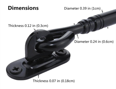 Heavy Duty 6 Inch Black Door Latch And Gate Latch With Rustic Cabin Hook And Eye Privacy Lock dimensions diagram