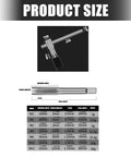 Heavy Duty Manual Tap And Die Set With T Handle Wrench For Creating Standard Threads, Alloy Steel Construction Offers Nonslip Grip And Durability For Tough Jobs. size chart showing tap dimensions M3-M12