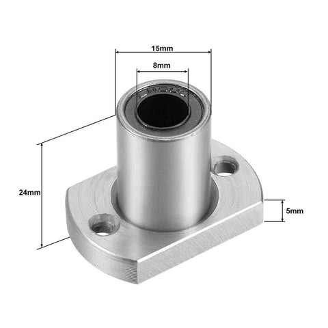 LMH8UU Two Side Flange Linear Ball Bearing Set, 8mm Bore, 15mm Outer Diameter, 24mm Length, Sealed Chrome Steel Ball Bearing