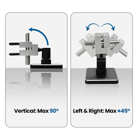 Killer Mini Vise And Badass Clamping Station For Gunpla Model Building With Hella Precise Grip displaying maximum angle adjustments.